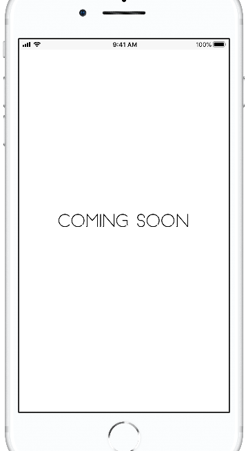 White iPhone mockup and black Coming Soon text