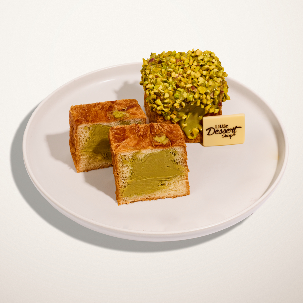 Pistachio-filled Croissant Cubes