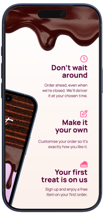 Phone mockup with black register screen and You Deserve A Treat text