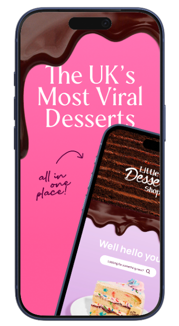 Waffles menu page of Little Dessert Shop on a Black phone