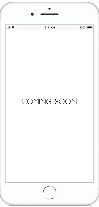 Mobile iPhone mockup with white screen and Coming Soon black text