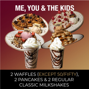 Me, You, & The Kids - x2 Waffles, x2 Pancakes & x2 Regular Classic Milkshakes